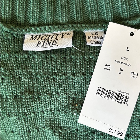 Mighty Fine Green Pearl-Embellished Cardigan size L - Picture 11 of 12